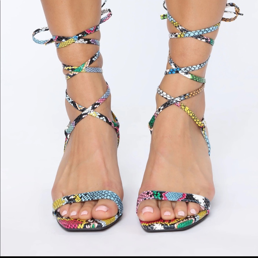 Fashion Nova multi color strappy sandal